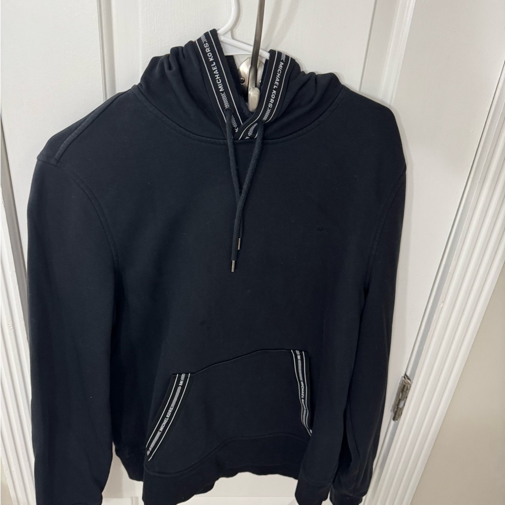 Black Hoodie with Striped Accents